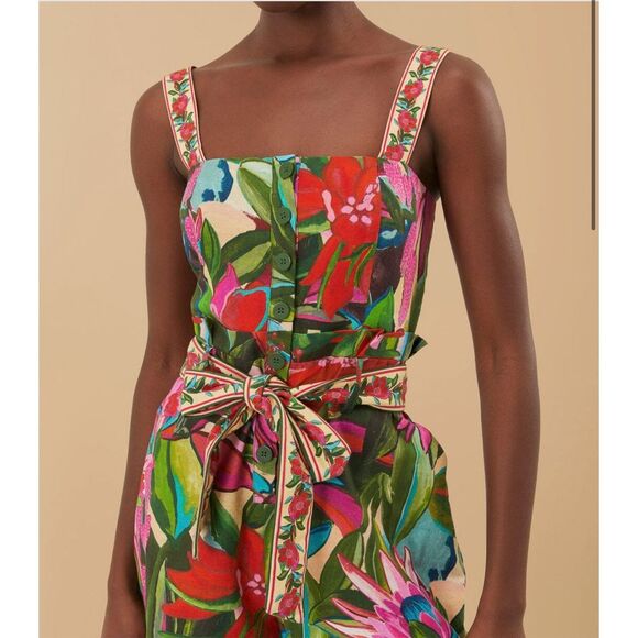 NWOT-🌺Stunning Farm Rio Floral Button-Front Romper Size: Small - Picture 4 of 12